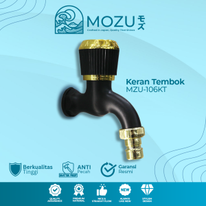MOZU - Keran Kran Air Taman Tembok Kamar Mandi Putar Wall Tap MZU-106KT Konektor Air Black Gold