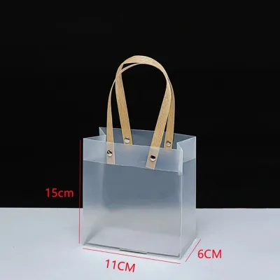 10PCS Transparent PVC Bag Plastic Bag Gift Display Waterproof Handbag Boutique Gift Reusable Tote Bag