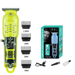 Professional Hair Clippers USB Rechargeable Transparent LCD Digital Display Cordless Trimmer Washable Blade Hair Cutter Machine For Haircut