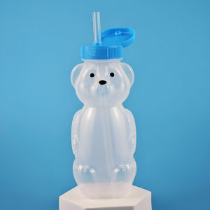 Honey Bear Straw Cups 230ml Bear Straw Cup With Flexible Straw Reusable Kids Sippy Bottles Juice Bottle