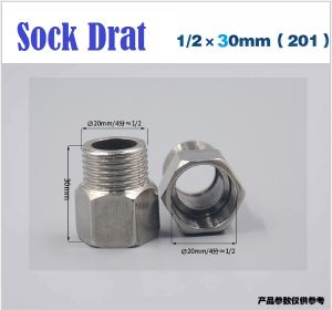 Sock Pan Drat luar drat dalam sok 1/2" Stainless Steel 50mm 40mm 30mm