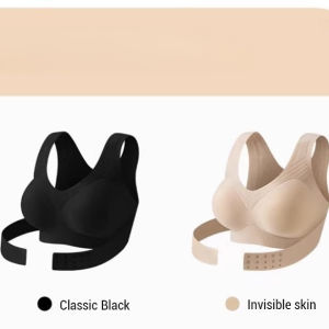 Womens Seamless Posture Correcting Bra Invisible Comfort Fit Adjustable Underwear Push Up Bralette with Cross Back Support Lingerie