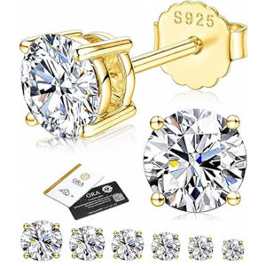 ESKEEM Moissanite Stud Earrings for Women Men D Color VVS1 Round Cut 925 Sterling Silver 18K Gold Plated Hypoallergenic Jewelry2026