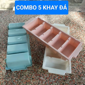 Combo 5 Khay làm đá 5 viên To dài nhựa Việt Nhật 6965Khay làm thạch rau câu chịu nhiệt 2
