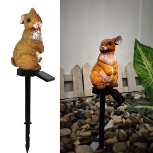 Solar Rabbit Lawn Landscape Lamp Outdoor Resin House Light Easter Decor LED Ground Plug Lamp Courtyard Waterproof Decor Light Animal Underground Garden Yard Decor Warm Light Supplies