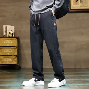 Brand Clothing New Soft Lyocell Fabric Pants Men Thick Loose Straight Drawstring Elastic Waist Korea Casual Cargo Trousers Male2026