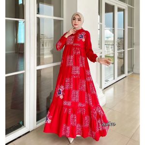 GAMIS RAYON CANDI MEKAR MERAH MERONA CAKEP BERKUALITAS