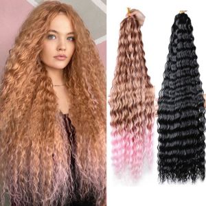 JPTD Water Wave Deep Twist Crochet Hair Afro Curls Ombre Synthetic Crochet Hair Fluffy Long Crochet Braiding Hair Extensions American
