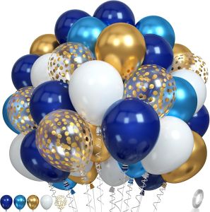Blue and Black Balloons Navy Blue and Silver Balloons Metallic Silver Dark Blue Balloons Black and Silver Latex Balloons Black Blue Balloons for Kids Adults Birthday Space Party Wedding Baby Shower