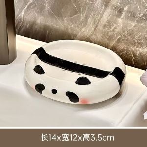 Cute Cartoon Cat Soap Dish Creative Ceramic Soap Drainage Holder Draining Tray Design Fun Bathroom Decor Space Saving Soap Box