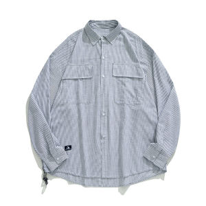 HELLO JIM stripe Long sleeved shirt For Men 2023 New Style Loose shirt Couple Korean Oversize shirt  K1749