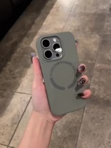 เคสศัพท์แม่เหล็กเหลว Macaroon สำหรับ iPhone 16 Pro Max 15 14 13 12 11 เคสซิลิโคนนุ่ม TPU กันกระแทก