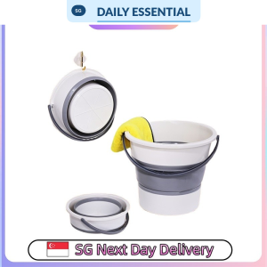 【DAILY ESSENTIAL】 Collapsible Household Bucket with Handle | Blue or White | Three Sizes Each