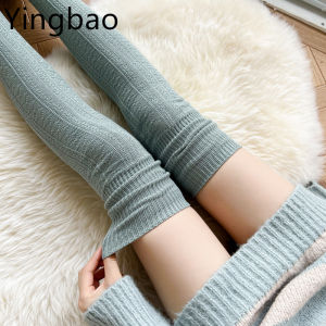 Yingbao ถุงเท้ายาวถึงต้นขาสำหรับผู้หญิงถุงเท้ายาวกว่ารองเท้าบูทสูงระดับเข่าถุงเท้าอุ่นขา