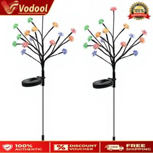 Outdoor Solar Garden Lights 2 Pack LED Flower-Shaped Lawn Lights Waterproof for Garden Pathway
