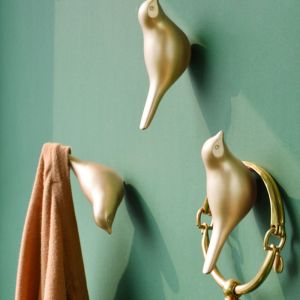 LMS70 Cute 3D Creative Bird Wall Hook Luxury Modern Home Coat Hook Elegant Space-saving Bird Resin Wall Hook Coat