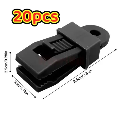 20pcs Heavy Duty Tent Clips Weatherproof Windproof Solid For Securing Tarps Awning Camping Equipment