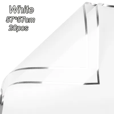 20PCS Silver Edge Waterproof Floral Wrapping Paper Sheets Frosted Bouquet Packaging Paper Valentine