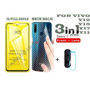 Vivo Y22 Y22S Y35 Y16 Y33T Y33 Y33S Y15S Y01 Y21T Y21S Y21 Y12s Y20 Y20i Y12i Y20G Y12 Y15 Y17 Y11 Y30 Y30i Y50 Y91 Y93 Y95 3in1 Tempered Glass + Skin Carbon + Lensa kamera