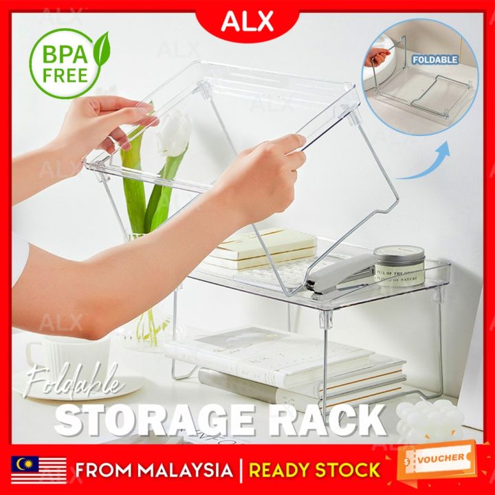 ALX MALAYSIA Foldable Rack Transparent Rack Storage Shelf Dormitory