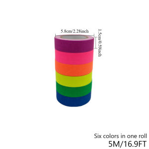 Fluorescent Cotton Tape 6 Colours UV Blacklight Reactive Neon Coloured For Party Decoration Halloween Crafts