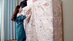 Simple Cloth Wardrobe Thick Thickened Assembled Steel Tube Rental Storage Cabinet Stainless Steel Wardrobe Full Steel Frame Wardrobe Solid