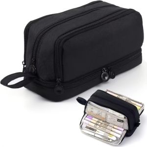 BHYJGD Large Capacity Pencil Case Multilayers 3/4 Compartment School Student Pencil Cases High Quality Transparent Partition Pen Bag for Office School Supplies