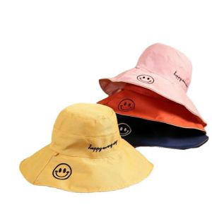 Yadou hai mặt nụ cười Mũ tai bèo cho phụ nữ thời trang bảo vệ khỏi ánh mặt trời Mũ rộng vành với thiết kế mặt cười vui nhộn thoáng khí và UV che chắn