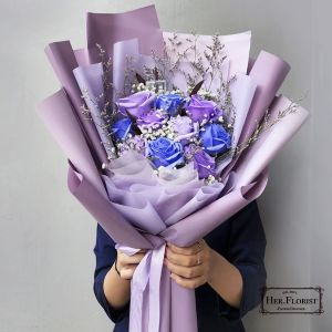 HER.FLORIST 10PCS Premium Soap and Dried Flower Bouquet / Buket Bunga Sabun dan Bunga Kering / Buket Wisuda