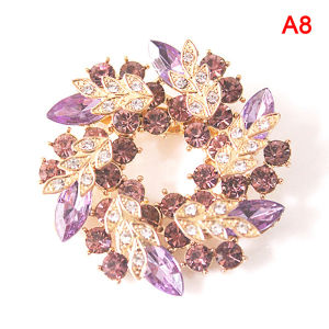 [haoh] Women Brooches Scarf Bling Bling Rhinestone Flower Brooch Pins
