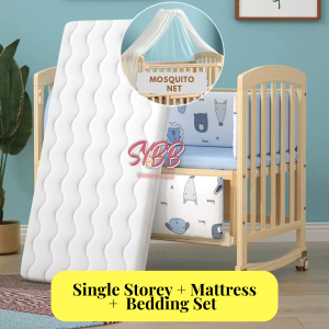 BD Baby Cot Single Storey Multifunction Natural baby Wooden Cot Rocking baby Cot Baby Crib Newborn Baby