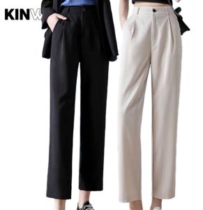 Kinwoo women Suit pants high waist Capris casual pants (24-34waist)