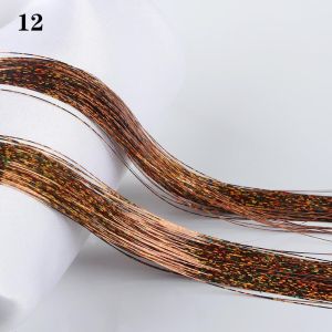 DADOMYD 100 Strands Sparkly Synthetic Hair Glitter Rainbow Color Hair Tinsel Bling Silk Hair Extension