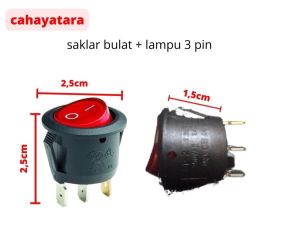 Saklar Bulat Plus Lampu 3 Pin / Rocker Switch Bulat Merah 3pin ( + lampu )