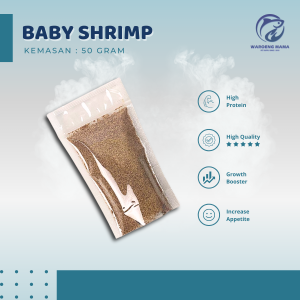 Baby shrimp 50gram makanan ikan cupang guppy dan ikan hias 100% udang asli