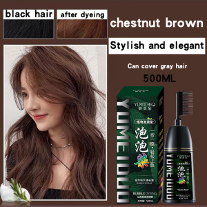 500ML Black/Brown Dye Hair Color Shampoo With Comb Household Bubble Foam Hair Dye Black Hair Herbal Hair Dye Shampoo Permanent Color 5 Minutes Fast Hair Dye White Hair To Black Hair Shampoo Does Not Hurt the Scalp Hair Coloring Hair Dye Shampoo