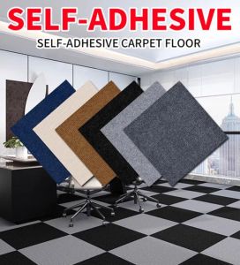 JS SHOP 30X30CM Self-Adhesive Carpet Tile Non-slip Floor Sticker Square For Home Room Office Decorate