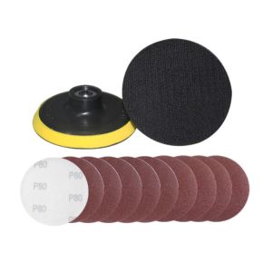GRATIS Tatakan Amplas Velcro Pad & 10 LEMBAR AMPLAS VELCRO GRIT 60 80 100 120 150 240 MATA Gerinda Tangan Pad Perekat Amplas 4 in