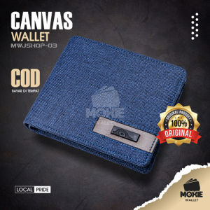 Dompet Pria Lipat Cowok Remaja Keren Slim Canvas Wallet MWJSHOP03 Bahan Kanvas Motif Blue Banyak Slot