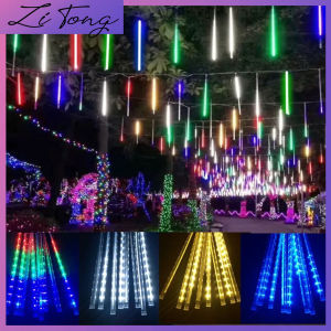 8 Tubes Waterproof Meteor Shower Rain Led String Lights Street Garlands Christmas Tree Decor for Outdoor New Year Fairy Garden--50cm Multicolor