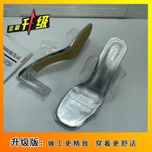 [Free Shipping] New Summer Collection: Transparent Sandals For Women Featuring A Mid-Heel Chunky Heel Crystal Embellishments And A Single-Strap Design