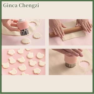 Ginca เครื่องตัดคุ้กกี้ขนาดเล็กแบบกดสแตนเลสสำหรับเด็กแม่พิมพ์อบผักใช้งานได้สนุก