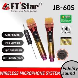 FTSTAR UHF JB-32S/JB-60S wireless microphpne na mikropono 5V charging libreng rechargeable na baterya Plug and Play 6.5MM 50M na distansya ng pagtanggap 700mhz kagamitan sa pag-awit sa bahay