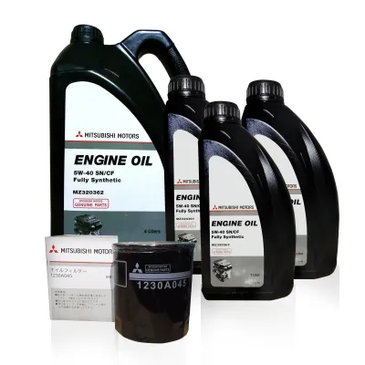 Mitsubishi Genuine Fully Synthetic 5W-40 Oil Change Bundle for Mitsubishi Montero ( 2008 - 2015 ) Mitsubishi Strada ( 2008 - 2015 ) 7 Liters + Oil Filter