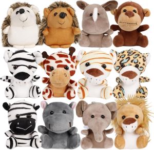 12-36 PCS Small Safari Stuffed Animals Bulk 12cm Jungle Animal Mini Plush Toys for Party Favors Birthday Baby Shower Gift Bags2026