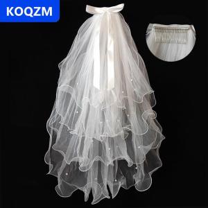 [COD] KOQZM Cô Dâu Người Phụ Nữ Sáng Vải Tuyn Dài Bachelorette Đảng Wedding Veil Ribbon Cạnh Với Bowknot Cho Đám Cưới Đảng