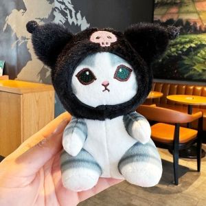 Sanrio Plush Toys Keychain Stuffed Cat Cos Kuromi Melody Cinnamoroll Pochacco Decor Pendant Backpack Accessories