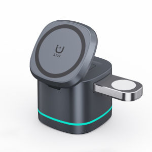 Magnetic Wireless Charger Fodable 3 In 1 15W Fast Charging Dock Station สำหรับ  15 14 13 12 Pro Max Plus  Pro