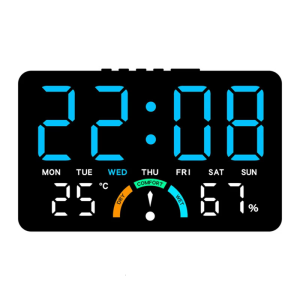 Small Digital Clock with Integrated Hygrometer Thermometers Large LED Display Adjustable Brightness Environment Monitor