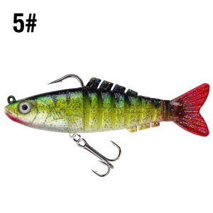 1Pcs 9cm/17g Luminous Soft Jointed Sinking Minnow Fishing Lure Swimbait 8 Sections Bass Wobbler Bait 3D Eyes Treble Hook